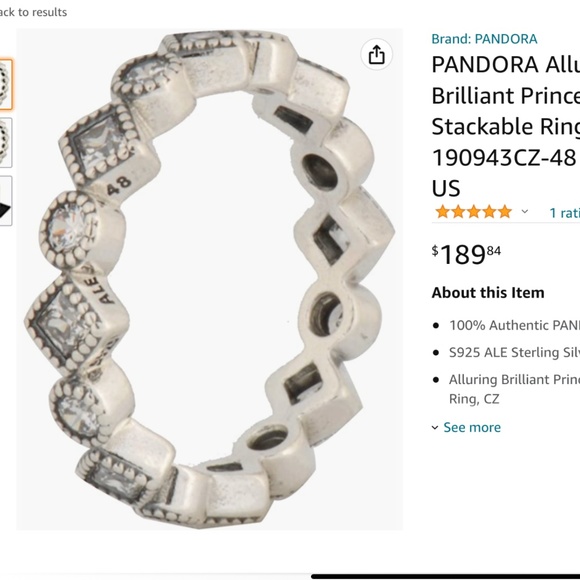 Pandora Silver Elegance Ring - Picture 1 of 8